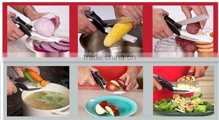 3in 1 Kitchen Clever Scissors Shears Multi Scissors Multi Function Cutter Food Choppers Smart Knife Board Vegetable Slicer