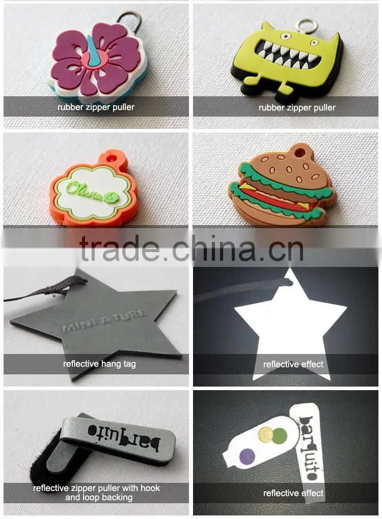 Embossed logo soft pvc customized shape OEM rubber zip puller for bag pack