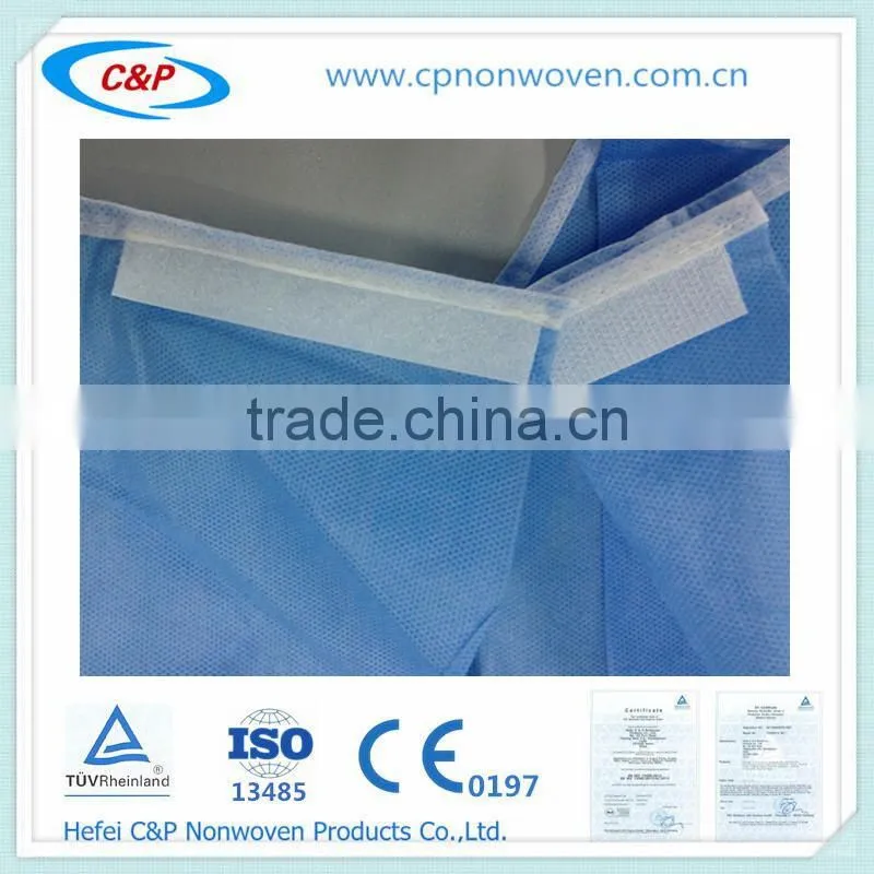 Disposable Sterile Blue SMS Nonwoven Standard Surgical Gown/Reinforced Surgical Gown