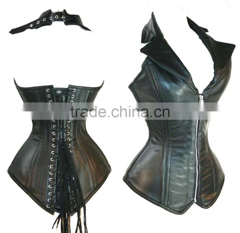 High Quality Cheap Price Collar Leather slimming Collar Steel Boned Sexy Corset