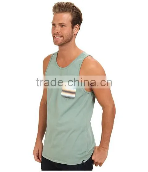 Sports Cotton Custom Plain Pocket Tank Top Men
