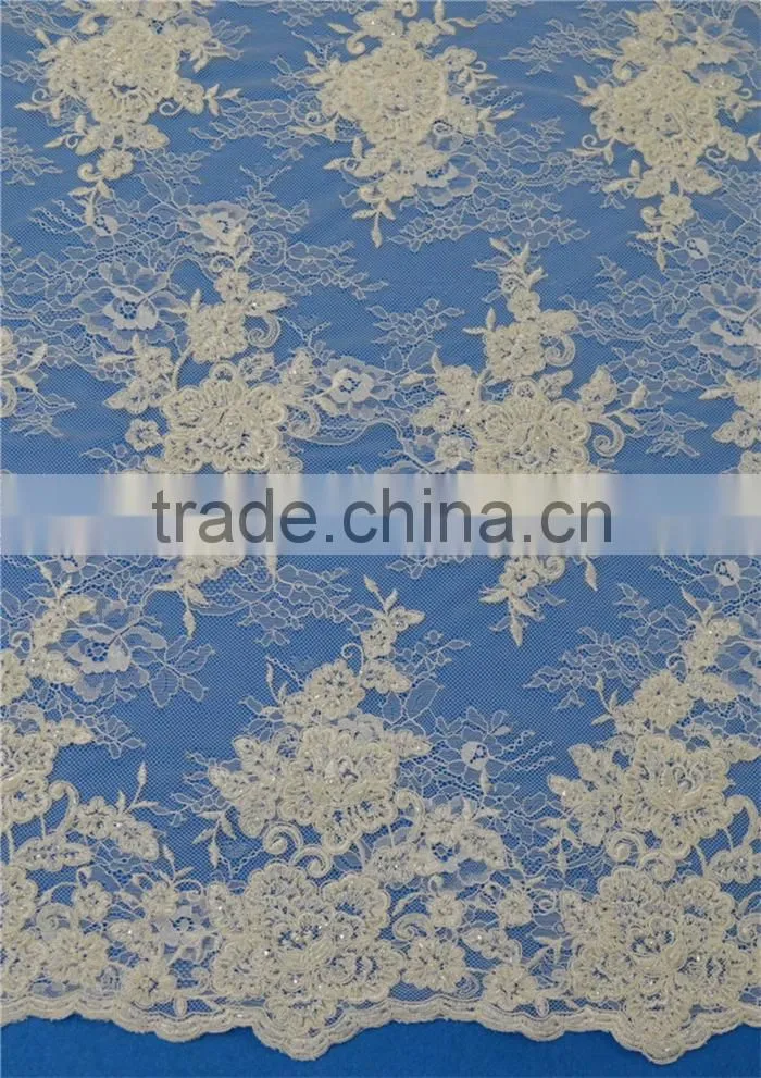 Factory directly sell beaded bridal lace fabric wholesale market in dubai