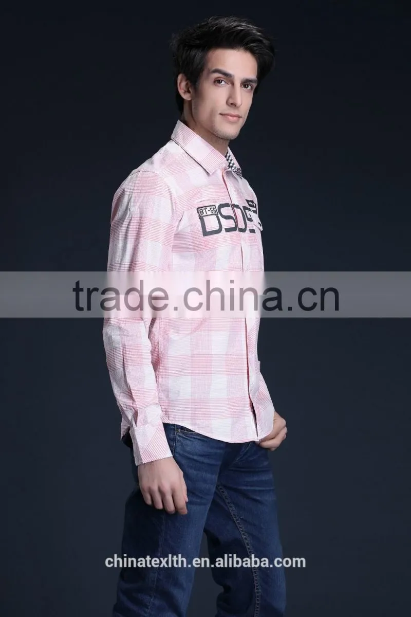 Fashion Long Sleeve Casual Design High Quality 100%Cotton Check Men Shirt