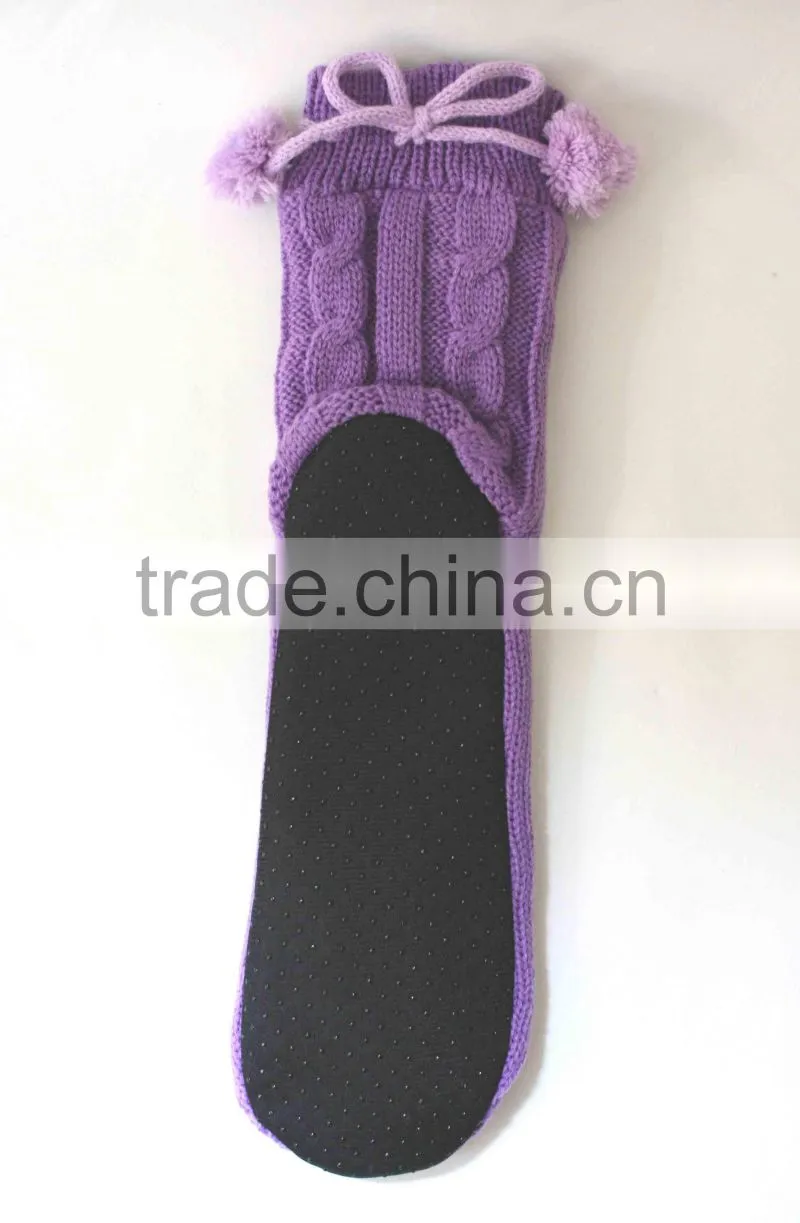 Women pompom warmer indoor slipper socks
