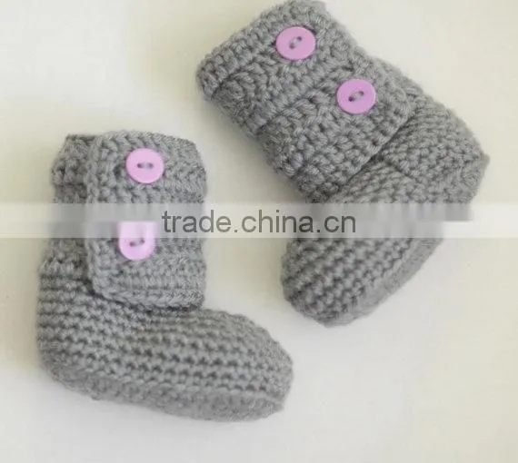 Autumn Winter Warm Crochet Wool Shoes Baby Newborn Knitted Booties