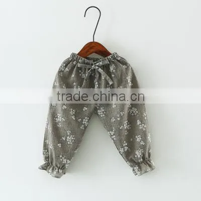 Children's trousers summer baby air conditioning thin pants cotton and linen printed girls children's lantern pants