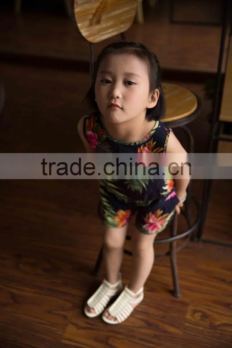 fashion off shouder 100% viscose set summer sleeveless cloth set girl shirt and printed flower soft handfeel cloth