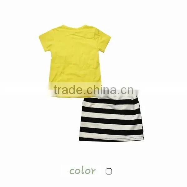 New Fashioned Boutique Candy Color Cotton Baby Girl Set Clothing Adorable Pleated Skirts Set