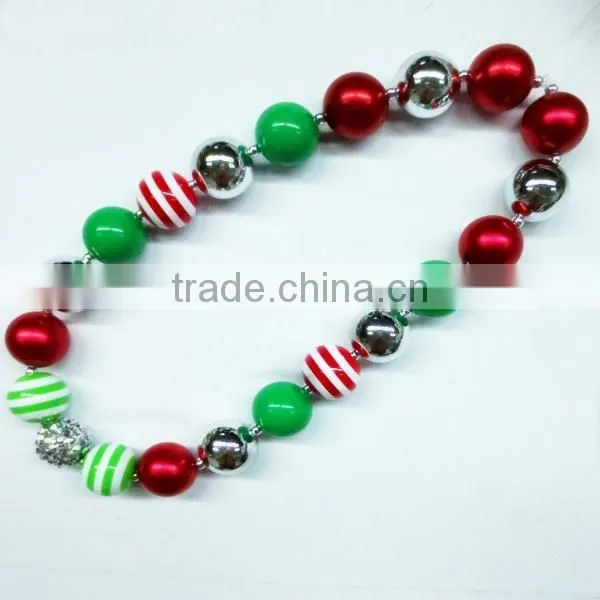 Christmas Baby Bubblegum Beaded Necklace