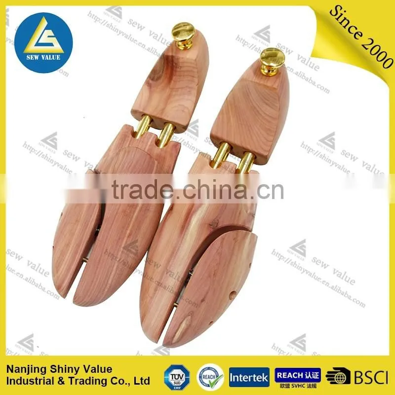 American red cedar wood type wooden shoe stretcher with metal cap