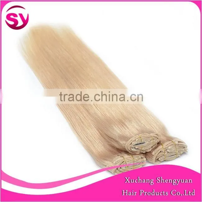Wholesale European Market Cheap Hair Extensions Clip In Full Head, 100% Human Brazilian Virgin Hair Natural Color
