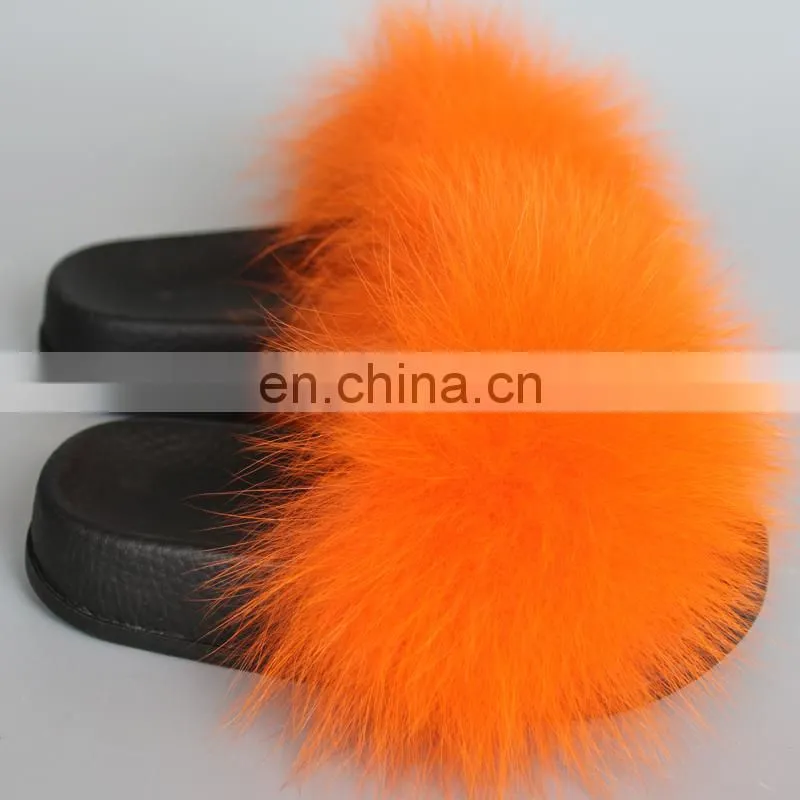 Children style baby cute genuine fox fur slipper wholesale fashion fur slippers