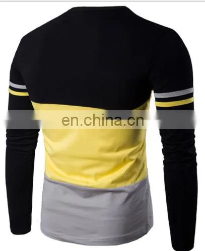 China OEM/ODM Men's Trend Long Sleeve T-shirt Stitching Sweatshirt Round Neck Hit Color