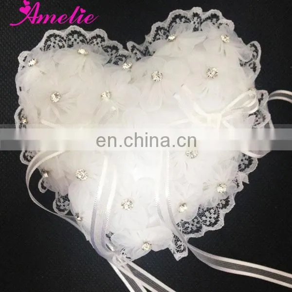 Crystal Flower Heart Shape Wedding Ring Pillows