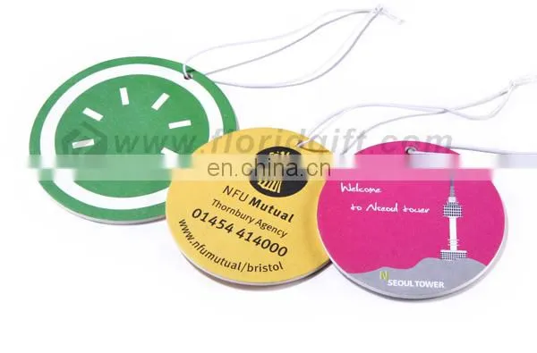 custom shape label printing paper hanging car air freshener