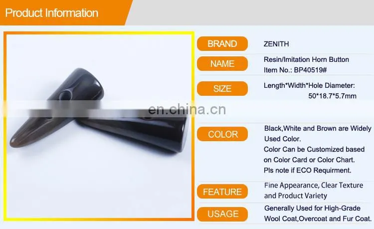 2 Hole Polyester Coat Toggle Horn Buttons BP40519