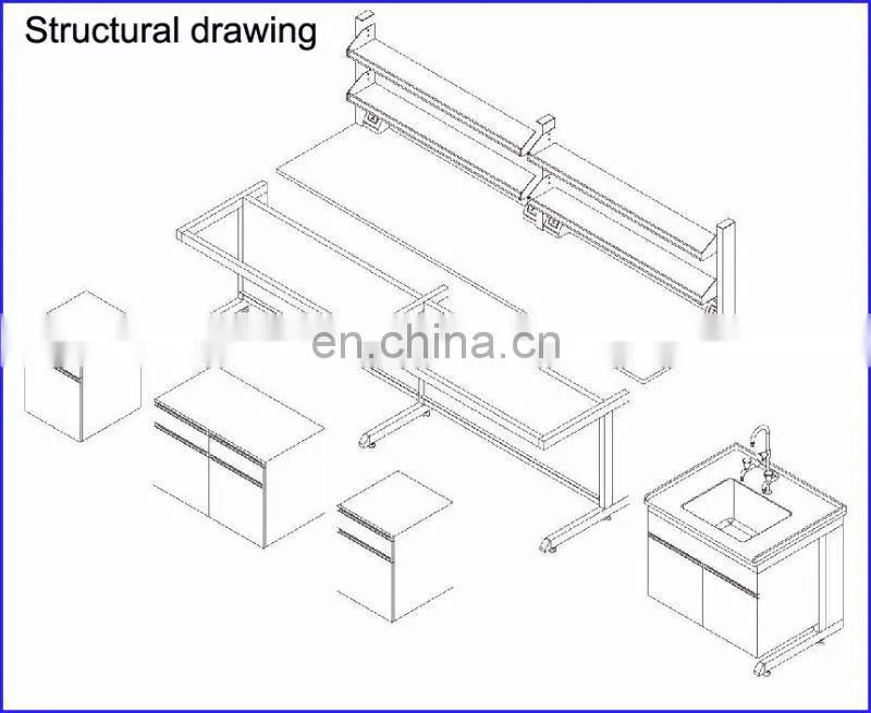 stainless steel laboratory furniture fume hood and lab island bench for work