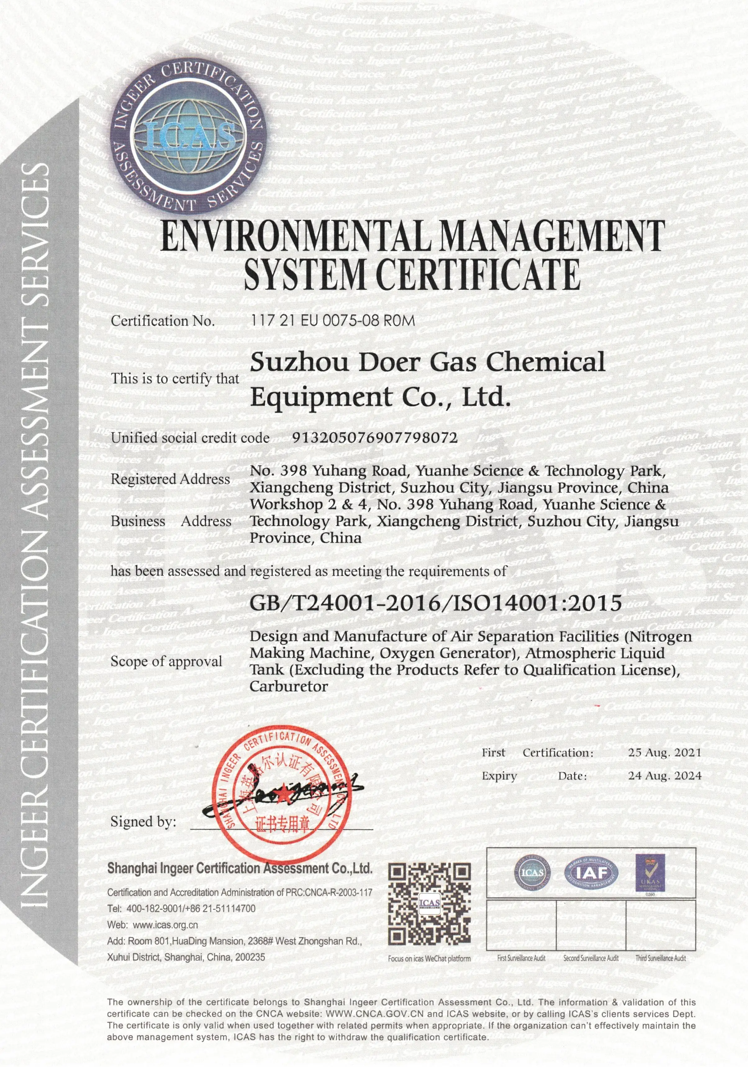 ISO 14001, Environmental Management System Certifi