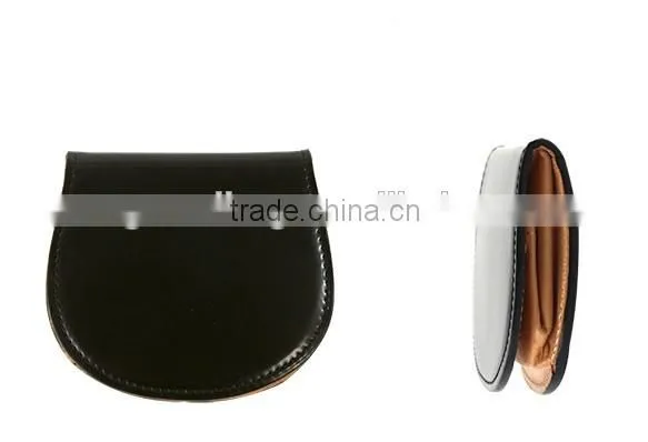 small size cowhide leather coin case coin holder purse with snap closure