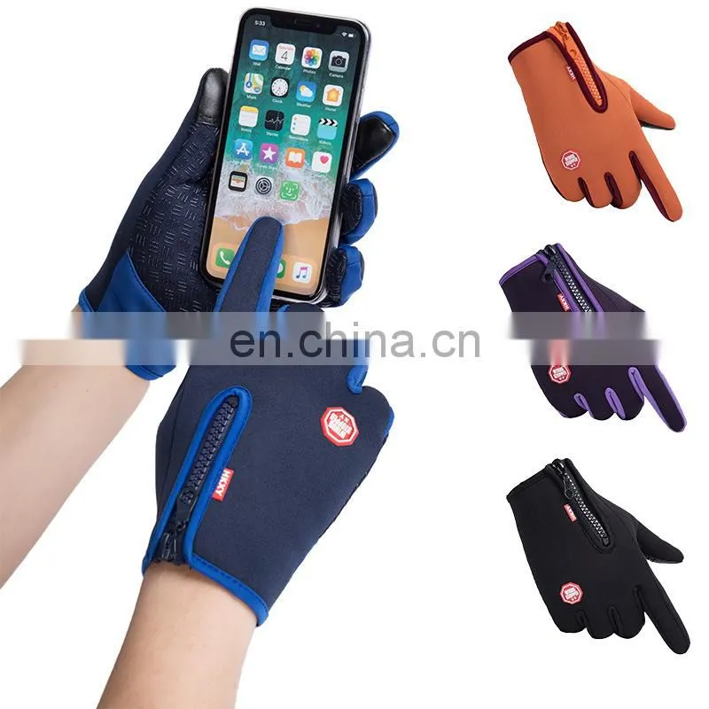 Wholesale Waterproof Gray neoprene fabric with touchscreen fingers outdoor sport diving protective glove