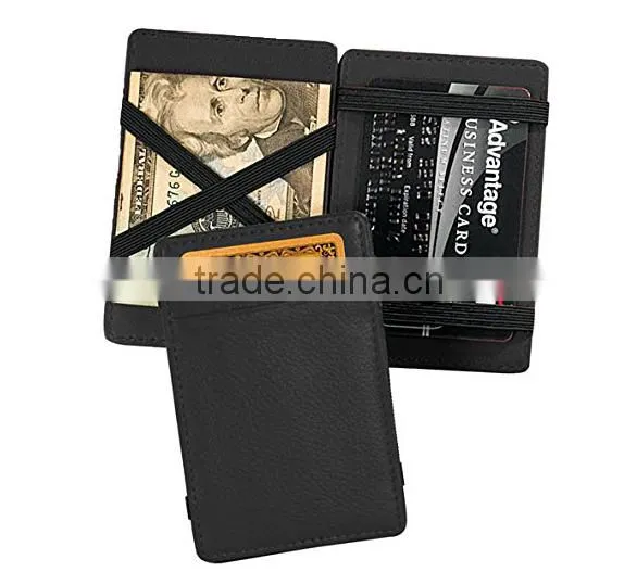 2016 real leather wholesale fashion custom magic wallet