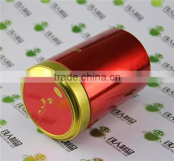 Empty round shape CMYK tinplate pinting tea tin case