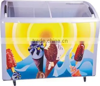 378L energy saving sliding glass door chest freezer ice cream freezer