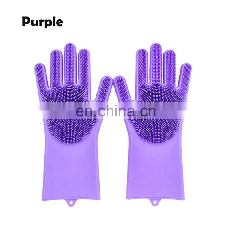 Dishwashing GloveR Magic Silicone Scrubber Rubber Cleaning GloveRs For Kitchen Pet