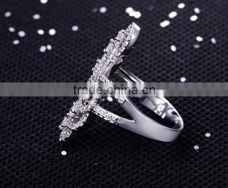 Beautiful Butterfly Shape Party Jewelry Platinum Plated Brass Jewelry Women CZ Ring