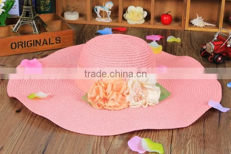 Fashion Floppy Folding Women Girl Summer Sun Hat Straw Beach Wide Large Brim Cap