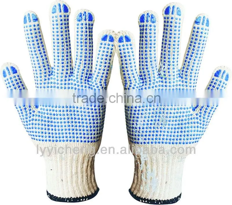 10guage natural white pvc dotted gloves