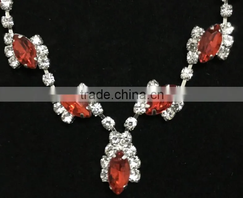 Factory wholesale 2016 new design red crystal rhinestone jewelry set
