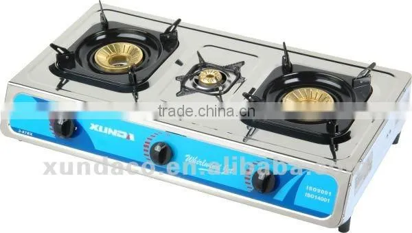 SS surface 3 burner gas stove