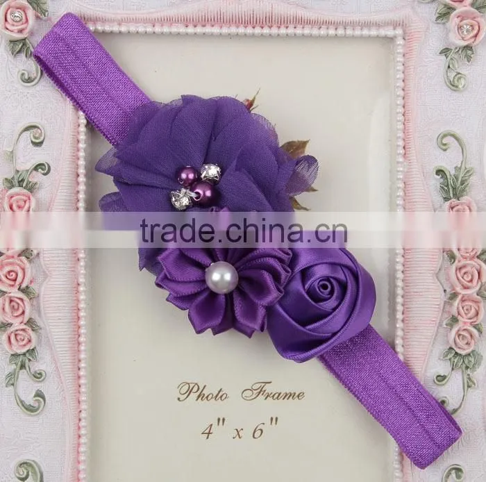 2016 Baby girl hair accessories various flower elastic headband for kids handmade baby headbands