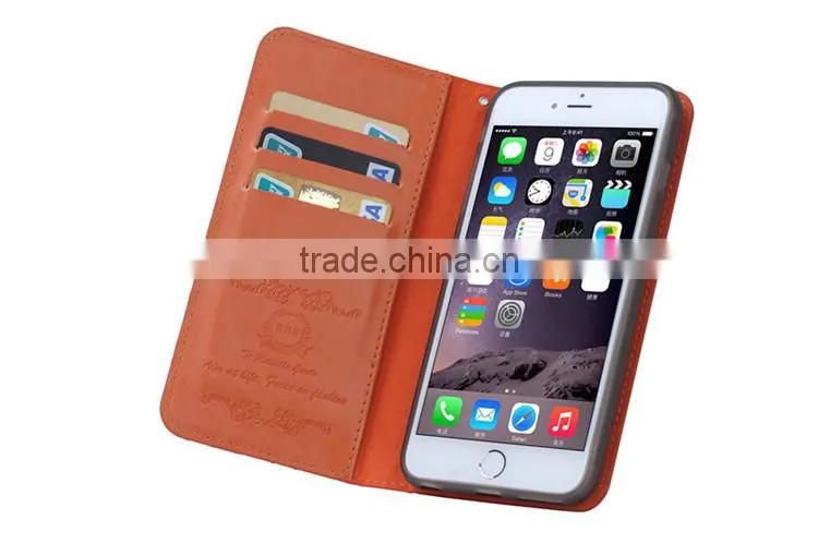 Genuine PU leather shrapnel support phone cover protective card holder case for iPhone 6/6S