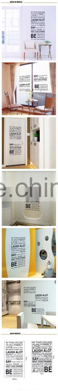 2016 Home Decor Words Vinyl Sticker Wholesale Custom Wall Sticker