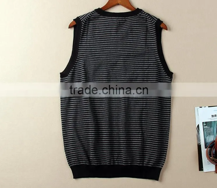 Men's V-neck stripe knitting vest autumn wear