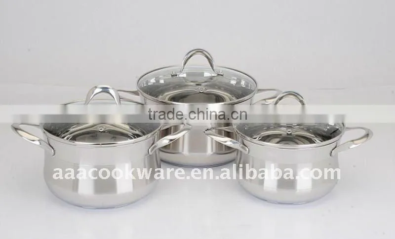 Hot sale in German kitchenware Stainless Steel Cookware pot/cooing pot/kitchenware set with indutcion bottom