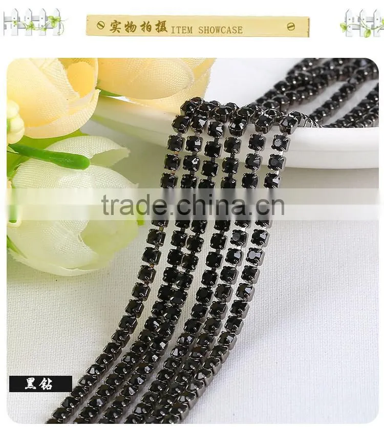 Turquoise SS6 to SS38 Silver Plating Wholesales AAA Quality Shinny Close Crystal Cup Claw Rhinestone Chain for Jewelry Cheapest