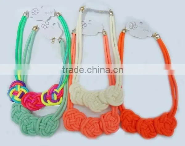 Neon colored braided fashion rope handmade necklace