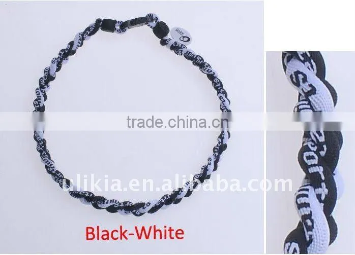 Germanium Titanium Baseball Sport Necklaces tri-braided 22''