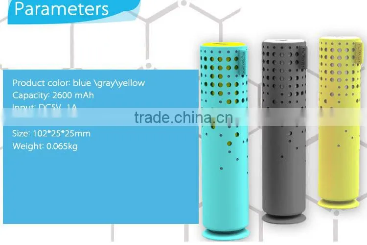 Factory Supply !2000 mah /2200 mah /2600mAh Portable Lipstick Mobile Battery Charger With Cellphone Holder