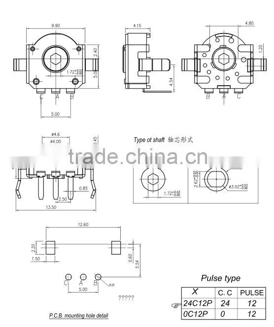 10mm mouse wheel parts rotary encoder