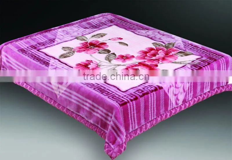 100% polyester raschel print super soft double blanket with interweaving