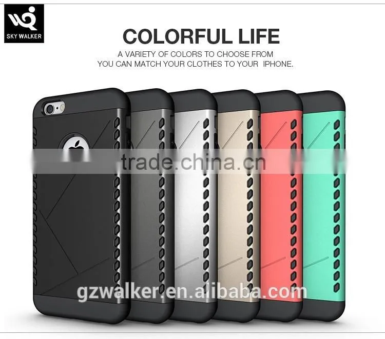 2016 wholesale prodcut fashion 2 in 1 shockproof shield cell phone case mobile phone back cover for iPhone 5 6 6s 6plus
