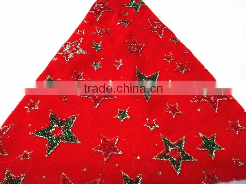 SJ-6732 Colorful star print Santa hat Red velvet Christmas hat