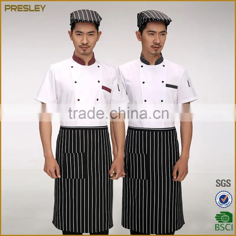 Factory wholesale custom new fashion white color waterproof and oilproof chef work uniform basic french cooking chef uniform