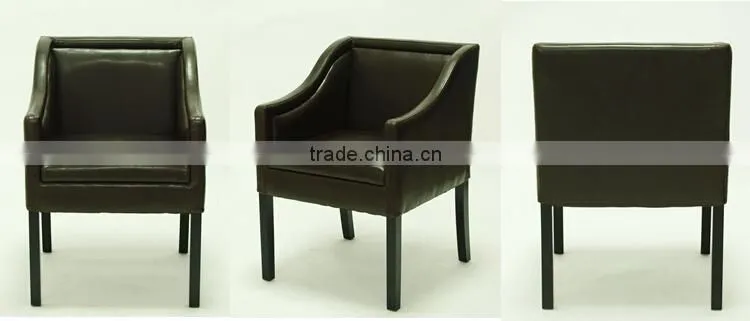 Modern Trapezoidal streamline design Genuine Leather Hotel chair/Dining Chair/Restaurant Chair With Arm(KY-2610)