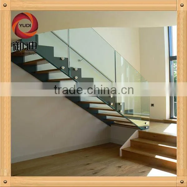 curve stainless steel with wood staircase for indoor decoration