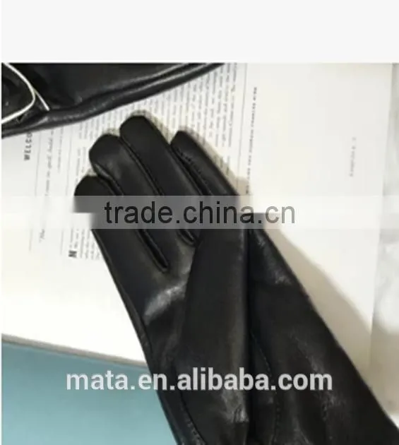 Winter Warm PU Leather Finger Touch Screen Gloves For Ladies